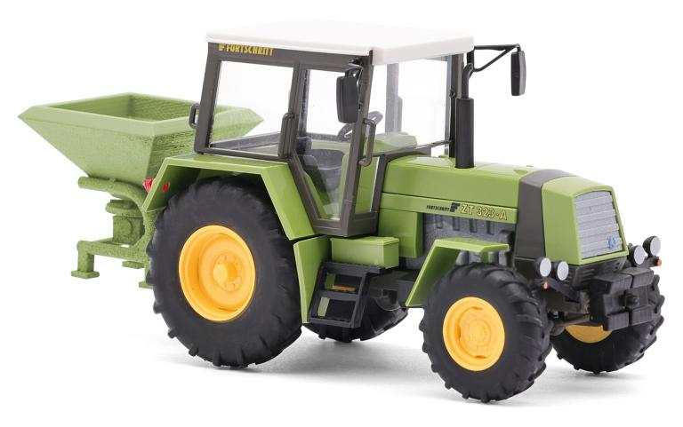 Traktor Fortschritt ZT 323 A mit Schleuderdüngestreuer D 028/5 grün neu